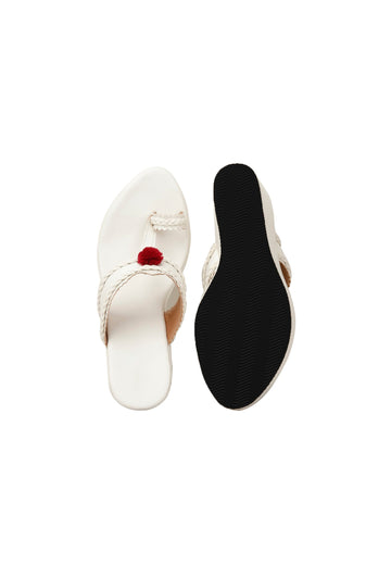 White Vegan Leather Wedges